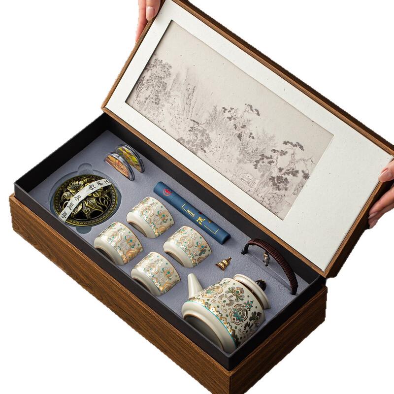 HX Ru Kiln Jinyincuo Overhead Handle Tea Set