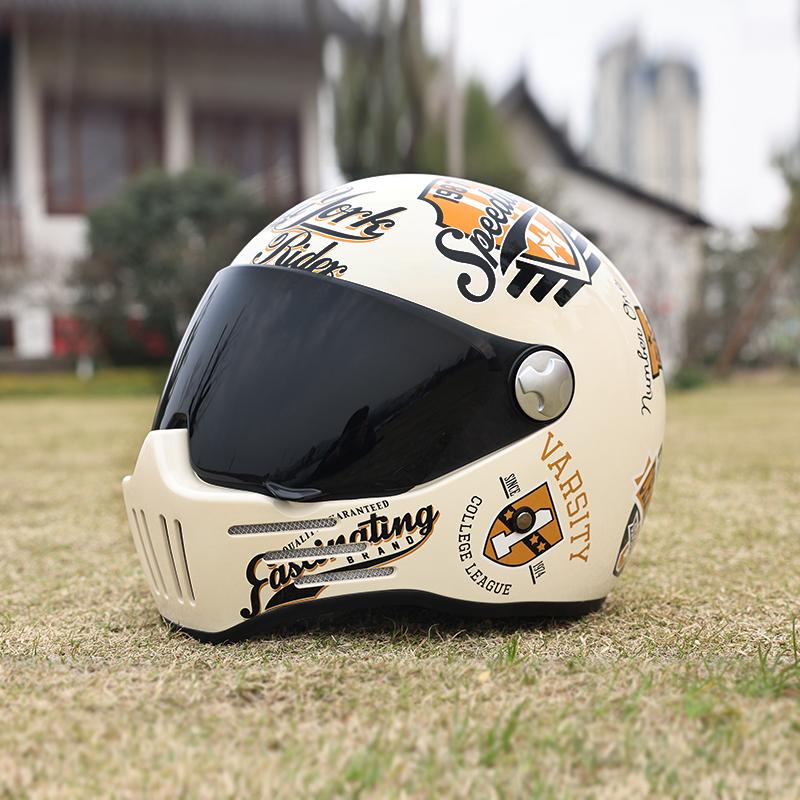 ORZ-728-Motorcycle Retro Cruise Helmet Fully Covered Personalized Pig Nose Full Helmet Casco Moto