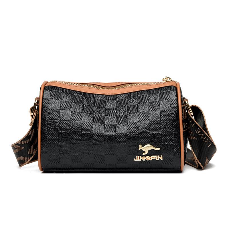 Neue Damenhandtasche kariert geprägt Damen Schulter Umhängetasche vielseitig lässig zylindrische Kissenform Tasche