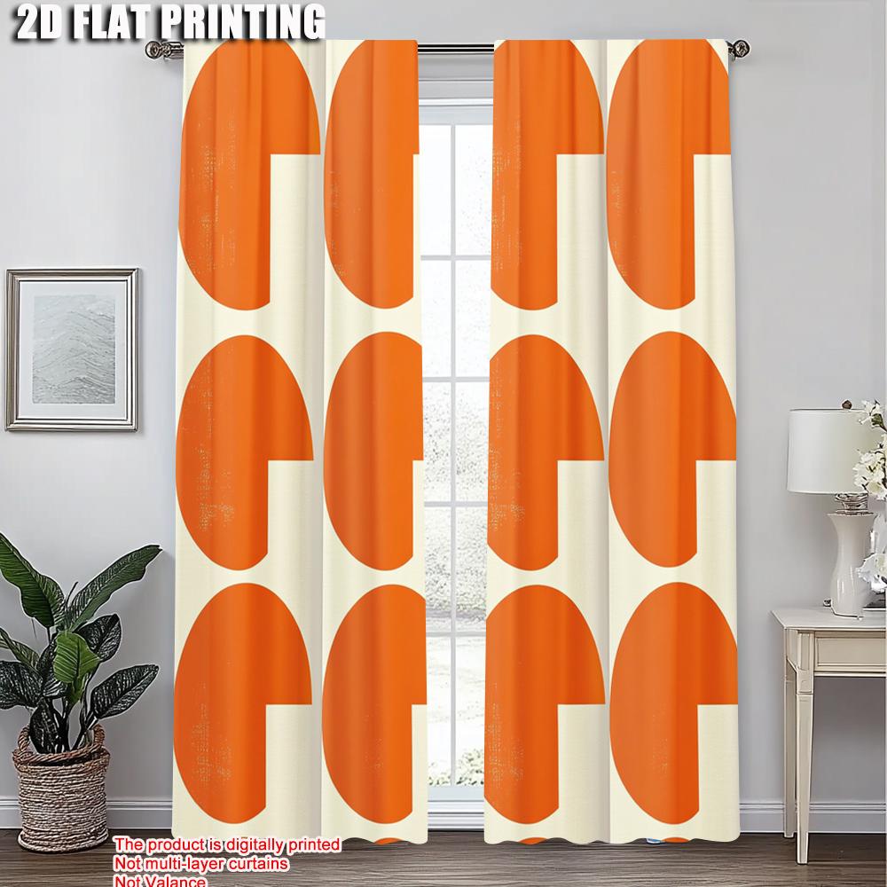 2pcs, Curtain Set 2D Print Modern Abstract Geometric Versatile Polyester Fabric (without Rod) Thermal Insulation, and Room