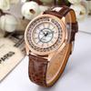 Men Women Couple Diamond-bordered Waterproof Leather Belt Luminous Quartz Watch Wristwatch