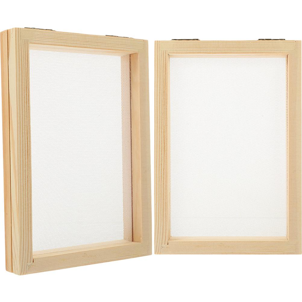 

2pcs Small Size Paper Making Mould Frame Wood Diy Papermaking Paper Making Screen Handcraft Gift Wooden Mesh Mold Kids Toy 18.00X12.50X2.30cm
