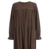 Shop   Women Round Neck 3 Tier Suede Corduroy Long Dress Black Pic Wdr 20083