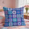 Vintage Bohemian Floral Grid Cushion Cover Short Plush Pillow Case Room Sofa Cushion Covers Home Decor Funda