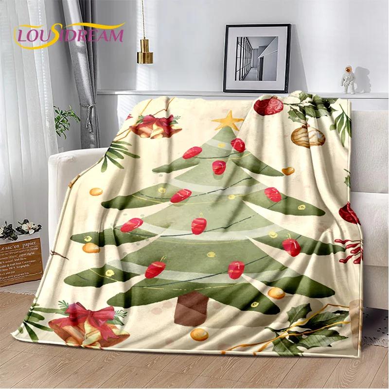 Frohe Weihnachten Baum Weihnachtsmann Geschenk Plüschdecke, Flanelldecke Überwurfdecke für Wohnzimmer Schlafzimmer Bett Sofa Picknick Wandern