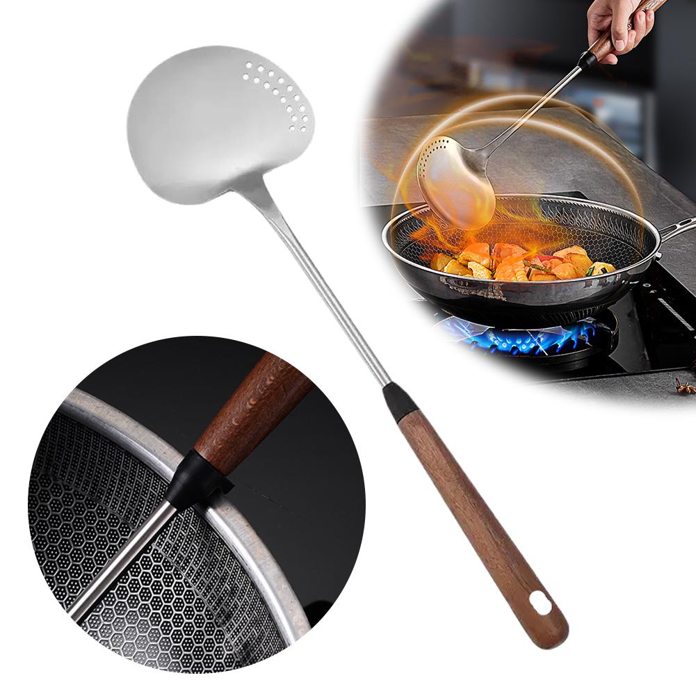 Stainless Steel Spatula Mushroom Shovel With Wooden Handle Cooking Spoon Anti-Scalding Cooking Shovel Kitchenware Accessories
