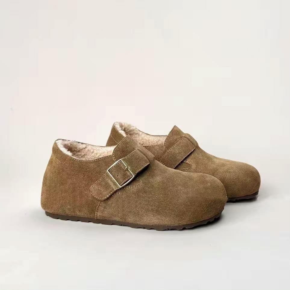 Height-increasing Soft Leather Velcro Shoes with Fleece Single Shoes Are Versatile and Warm Cotton Shoes for Women