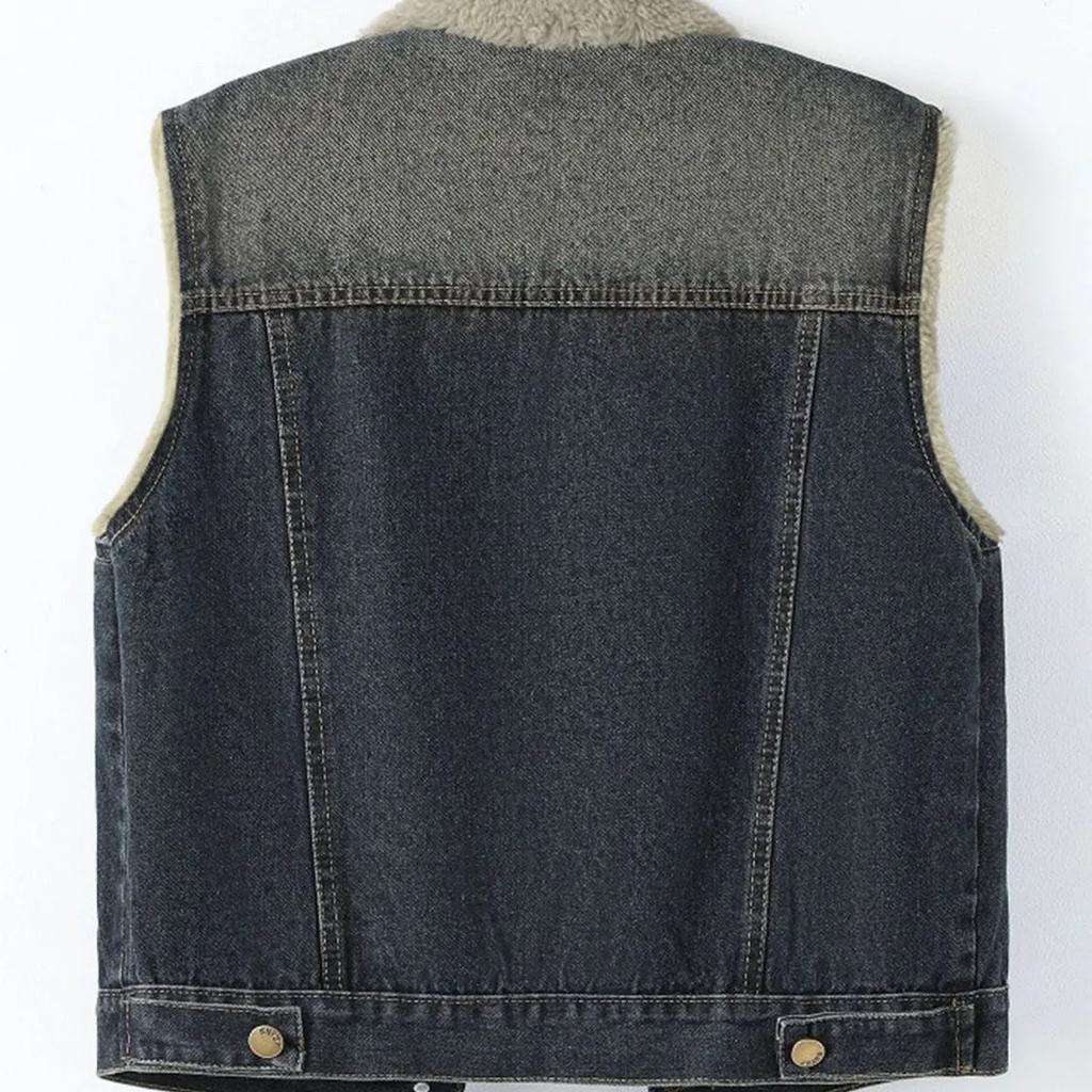 Retro Denim Vest Short Spring and Autumn Loose Sleeveless Waistcoat Vest Jacket