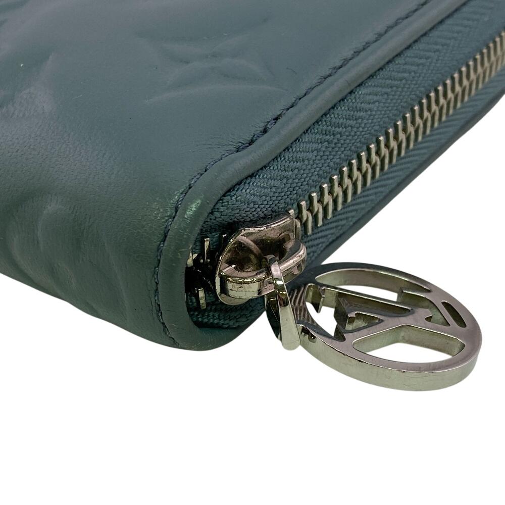 LOUIS VUITTON M81707 Japan limited Monogram emboss leather Zippy wallet Purse Blue Glacier leather Used