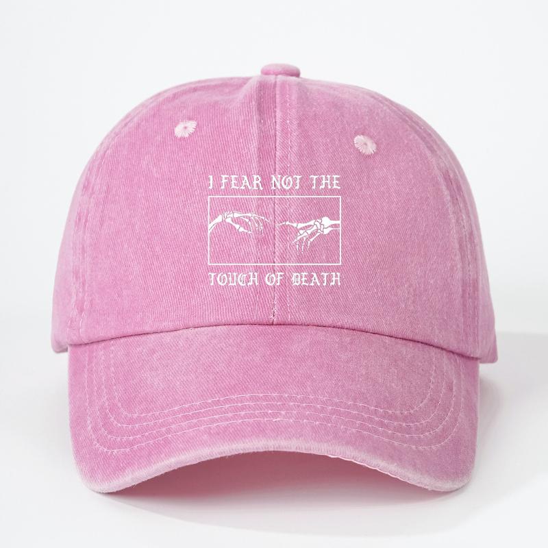 Gothic Skull Letter Printed HandWashed Baseball Cap Unisex Trucker Hat Breathable Adjustable Summer Curved Brim