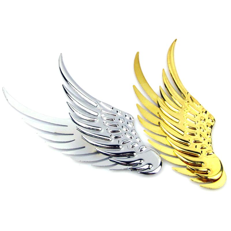 1pair Car Auto Motorcycle Body Sticker 3D Eagle Angel Wings Badge Style ABS Decals Silver/Gold Exterior Accessories