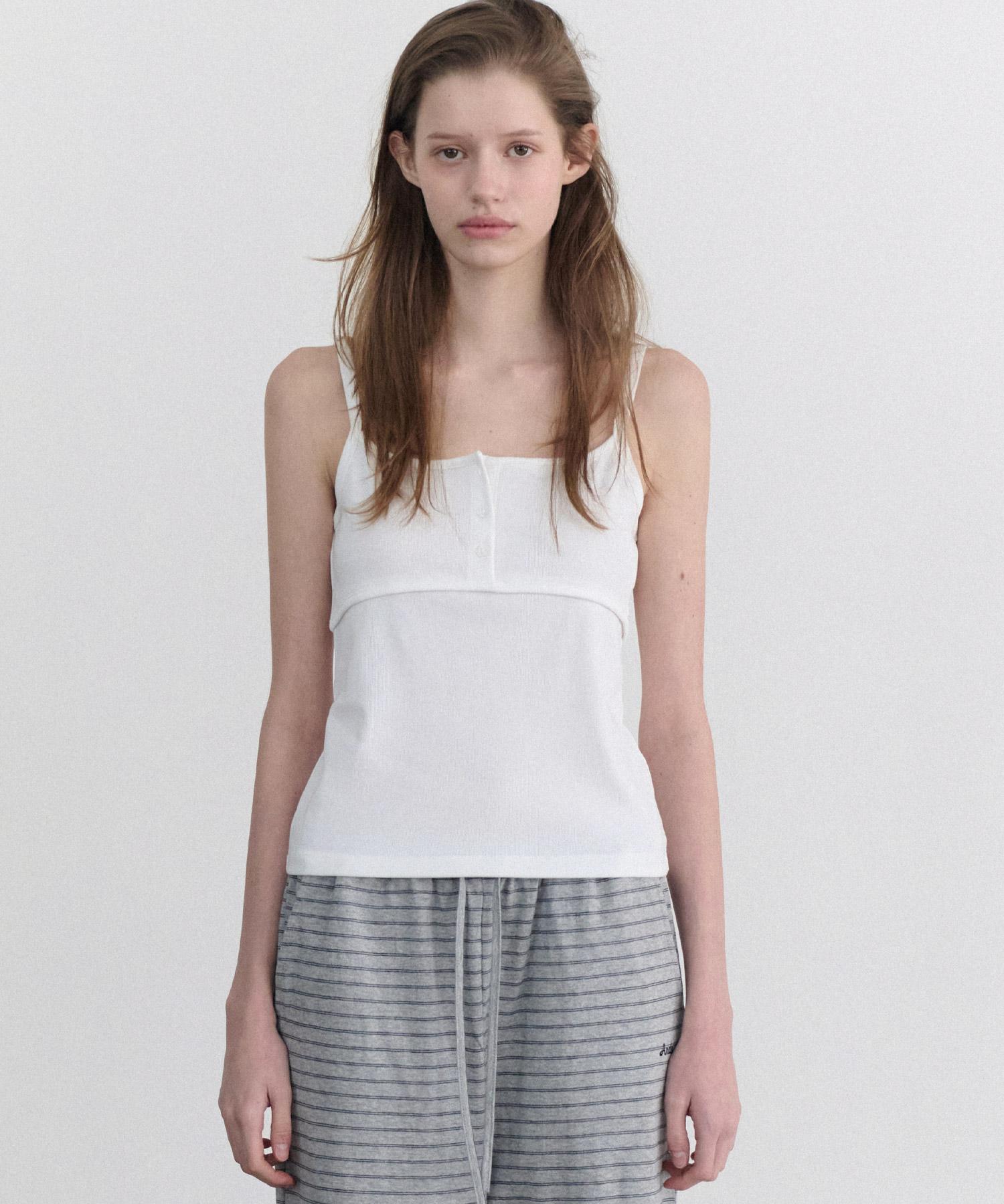 Annies Popo Three Button Sleeveless (White) White