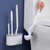 Wall-Mounted Silicone Toilet Brush Set with No-Drill Base