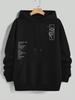 1pc Unisex Casual Hooded Sweatshirt with Geometric Print, Slight Stretch Knit Fabric, Regular Fit, Polyester 95% Elastane 5%, Spring/Fall Season, with