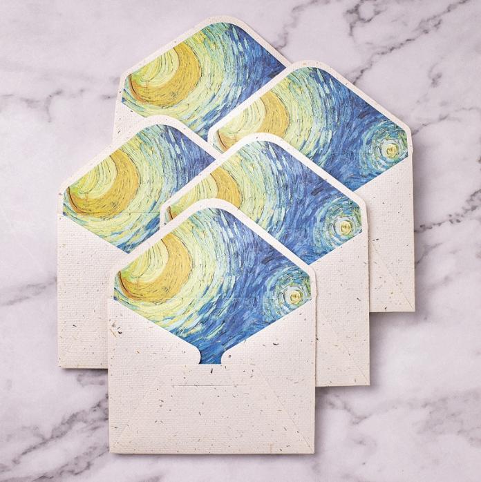 10 pcs/batch 17.5 * 12.5cm exquisite vintage Van Gogh oil paintings, small and fresh, high-end plant-based, forest lace lining