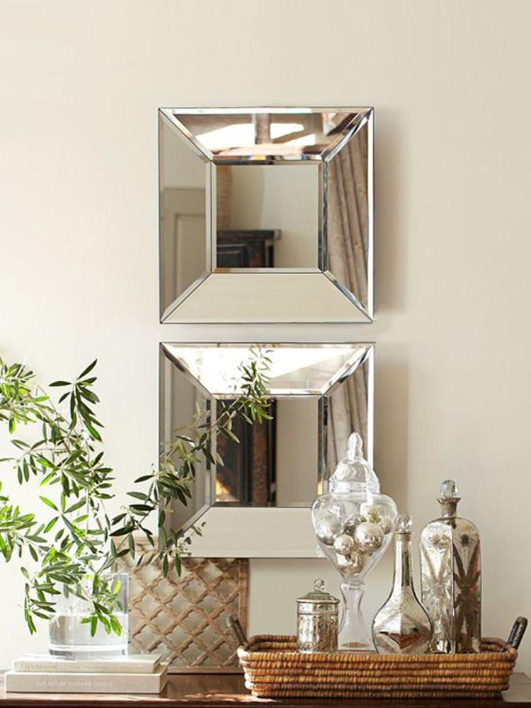 Background Wall Decorative Mirror Square Wall Mirror Ornaments Living Room Wall Hanging Combination Home Decoration Accessories