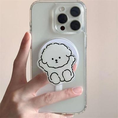 Korean Cute Cookie Dog Rabbit For Magsafe Magnetic Phone Griptok Grip Tok Stand For iPhone Foldable Wireless Charging Holder