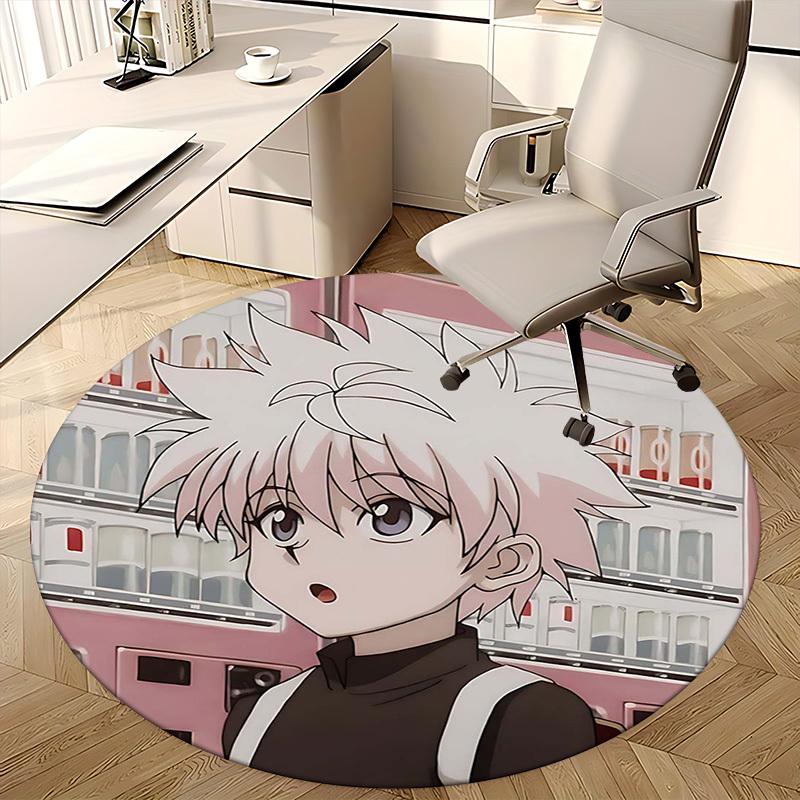1pc Anime Cartoon Design Round Carpet - Office Chair Mat, Non-Slip Rug for Home Decor, Suitable for All Seasons, Perfect Gift for Anime Lovers.W049