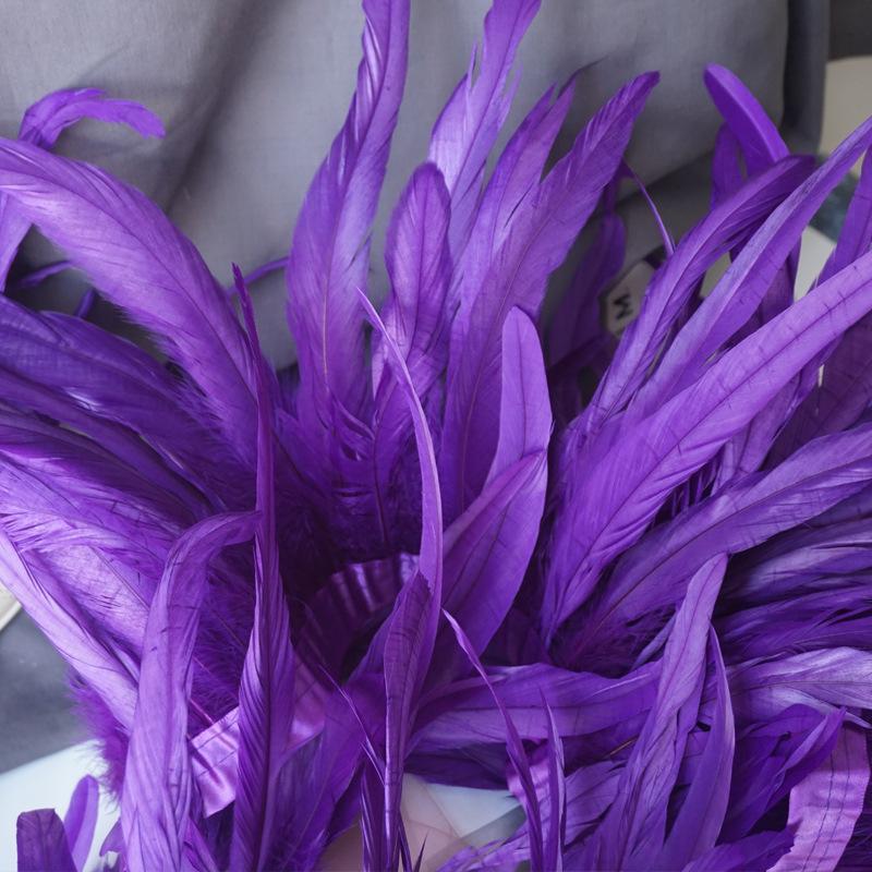 2 M/Piece Rooster Tail Fabric Edge Chicken Feather Fabric Strip Performance Clothing Skirt Fabric Belt Shawl Feather Decoration Clothing Accessories