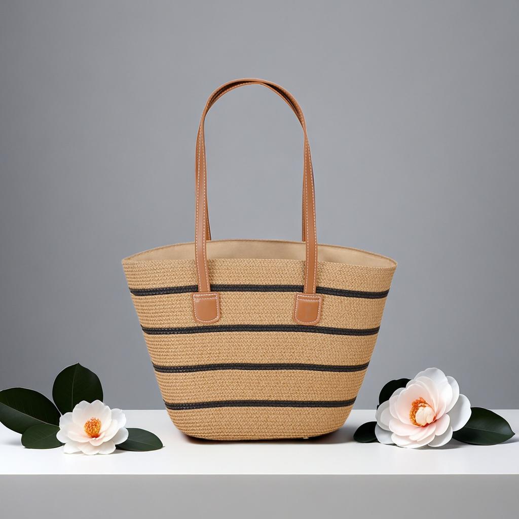 New Shoulder Straw Woven Bag Woven Bag Large Capacity Casual Versatile Fashion Women's Vacation Seaside Beach Woven Bag