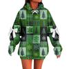 Ladies' Christmas Printed Bow Long Sleeved Loose Fitting Headband With Rope Hooded Sweatshirt Top