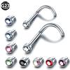 1 Stück G23 Titan Kristall Nasenschraube Stecker Ring Zirkon Ohr Helix Piercing Mischfarbe Nasenring Krappen CZ Nasenschmuck