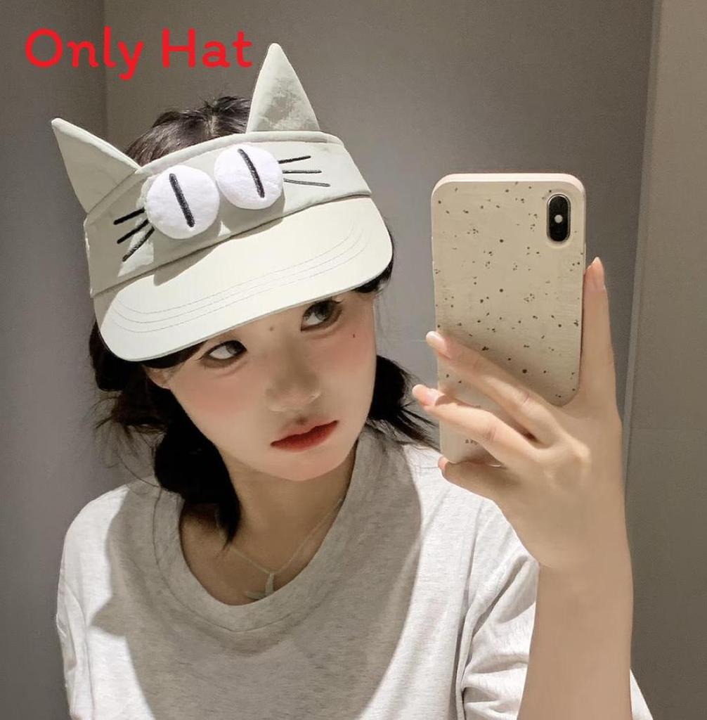 Big Eyes Cat Street Style Sun Hat With Breathable Material For Summer Outdoor Activities