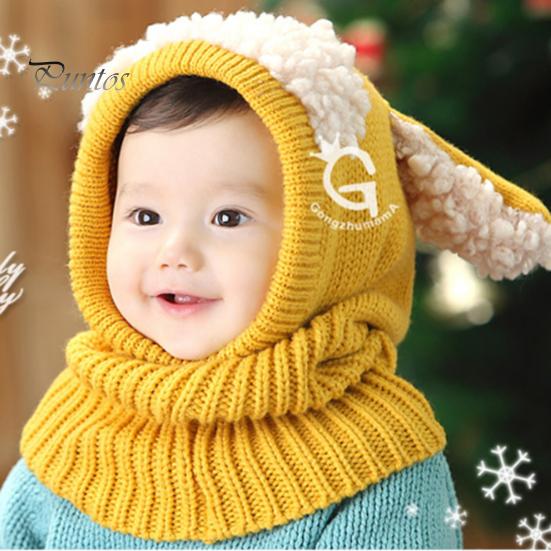 Dětská zimní čepice Puppy Dekor do uší Šála Integrovaný Silný pletený elastický Unisex Teplý větruodolný Foto Větra Venkovní krytka na ochranu hlavy pro batole