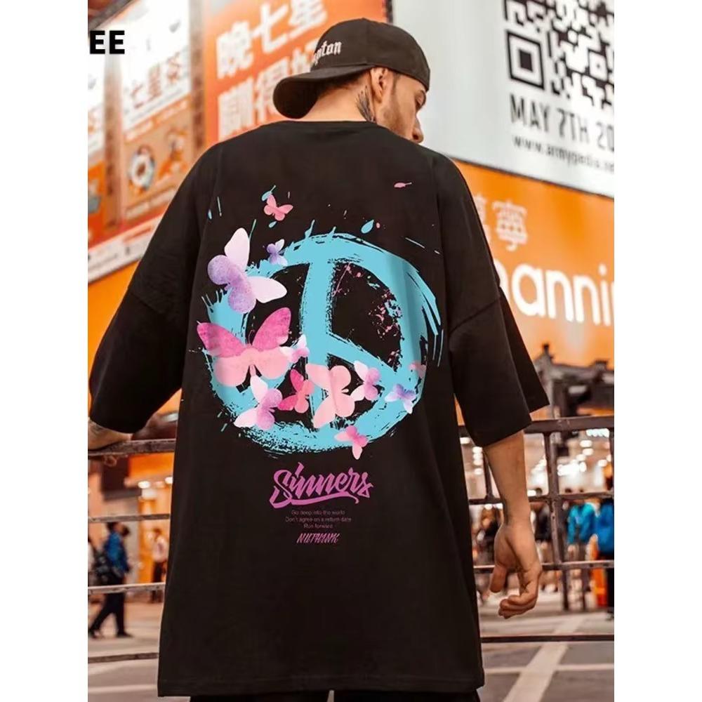 

Летняя новая повседневная свободная футболка с короткими рукавами, мужская модная свободная футболка с принтом, большой размер 8XL, хип-хоп, парная одежда, короткий рукав, хлопковый топ XXXXXL золотой