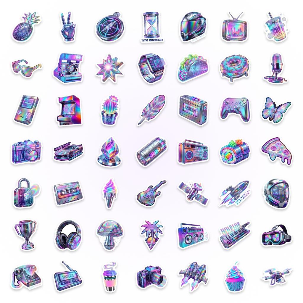 50/100 Stück Cyberpunk Elektronisches Element 3D-Effekt Aufkleber, Wasserdicht Kreativ für Helm Gitarre Klavier Telefon Tasse Abziehbilder