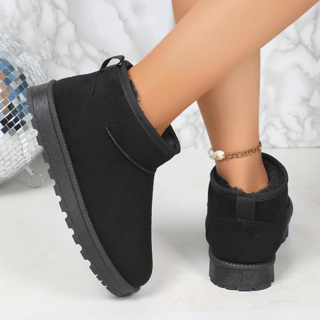 fashion Comfortable Warm Snow Boots Woman 2024 Winter Thick Plush Flat Ankle Boots for Women Lightweight Anti Slip Cotton Padded Shoes