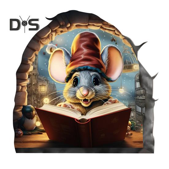 

Наклейка на стену с изображением мыши, отклеивающаяся и приклеивающаяся, мультяшная наклейка с изображением мыши для чтения, водонепроницаемая самоклеящаяся наклейка для детской комнаты, класса, домашнего декора стен D