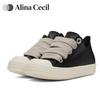 Men's Women Platform Sneakers Black Leather Zipper Lace Up Casual Shoes Thick Bottom Sneakers Large Size Chaussure Femme 2025