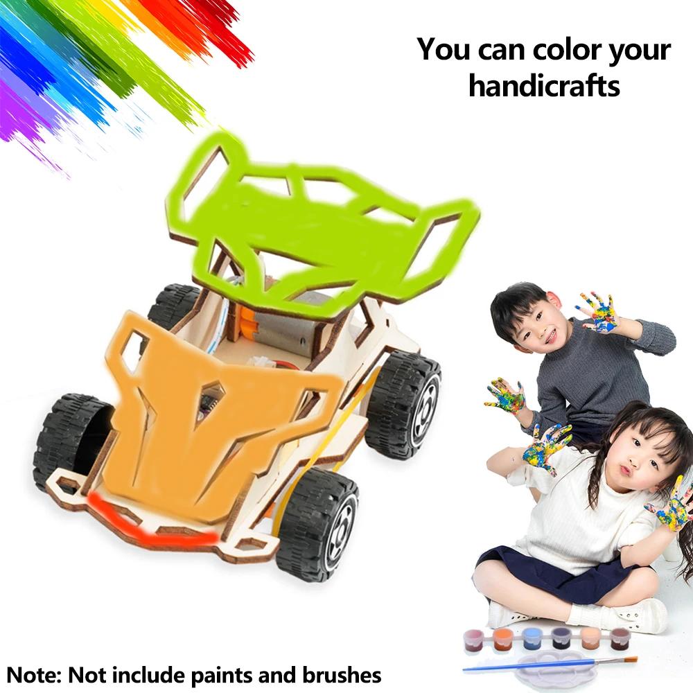 DIY Wooden Remote Control Car Wooden Four Wheel Drive Racing Assembling Science Experiment Kits KIDS STEM Educational Toy