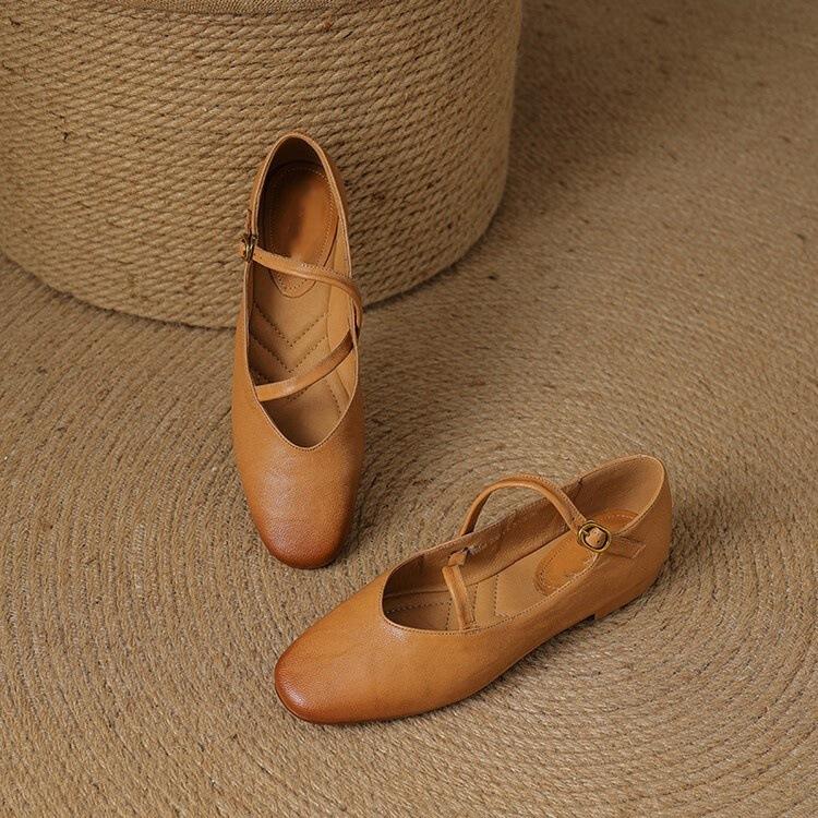 Retro soft word with Mary Jane shoes women's spring and autumn soft-soled grandma shoes comfortable and versatile flat-soled single shoes