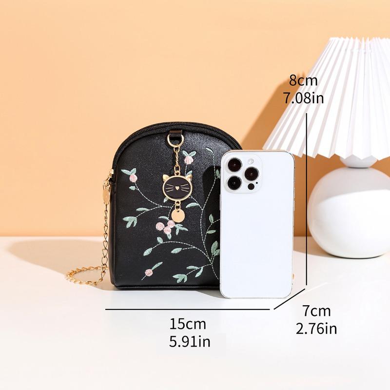 Flower flower bag women's new fashion bag double pocket cat head women oblique span bag