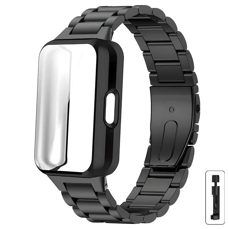 Case+Stainless Steel Strap For Samsung Galaxy Fit 3 Full Protective Screen Case For Samsung Galaxy Fit 3 Metal Band Accessories