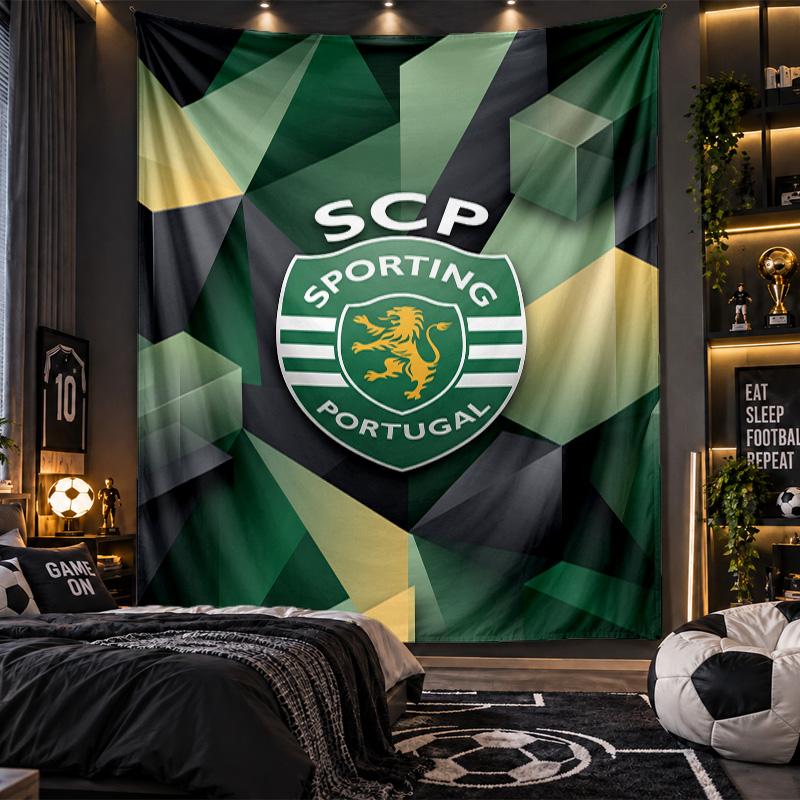 Arazzo da Appendere a Parete Stampa Sporting CP FC Tessuto per Soggiorno Camera da Letto Decorazione Casa