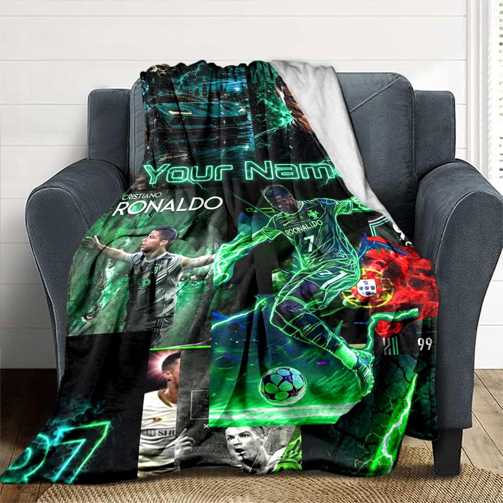 Cristiano Ronaldo (73) Personalized Name Blanket Gift Personalized Blanket Ultra-Soft Perfect for Seaside Bed Livingroom Office Chair for All Occasion