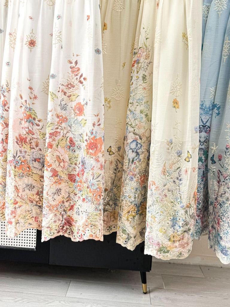 Monet Garden Floral Print Midi Skirt: French A-line Beach Style, Spring/Summer 2026 Collection