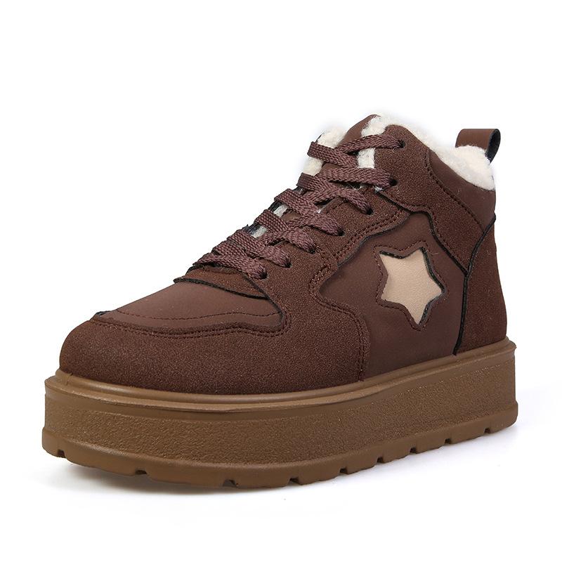 Hohe Samt-Schneestiefel für Damen, Winter, neu, warm, Retro-Wildleder-Baumwollschuhe, Freizeitschuhe