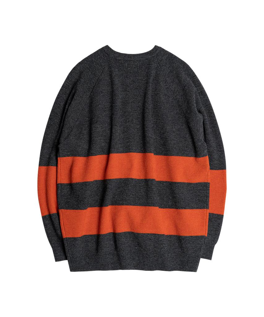 Leopeusaideu Stripe Knit Mandarin/Charcoal