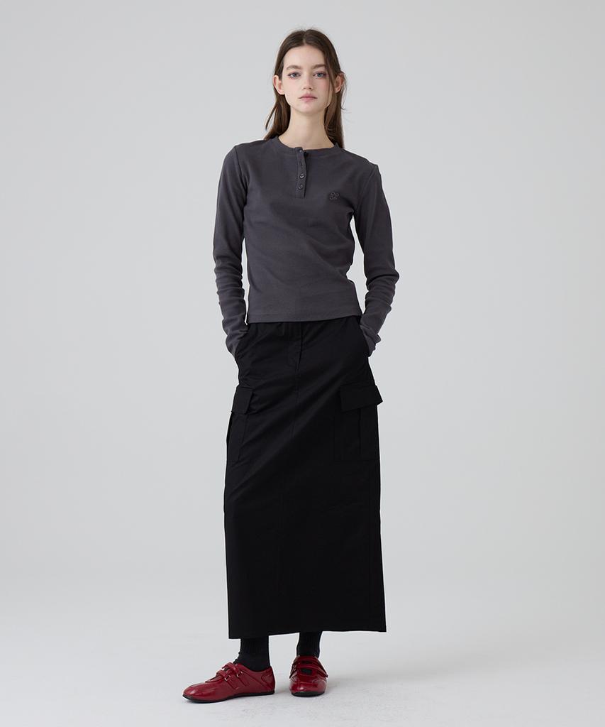 Dangled Drop Dgdp Cotton Maxi Skirt_Black