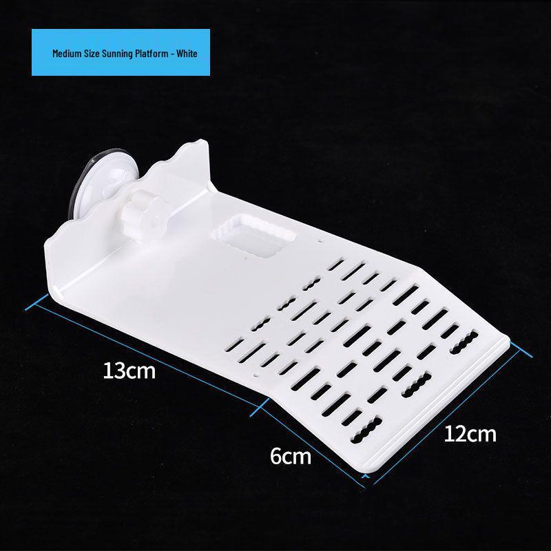 Acrylic Turtle Climbing & Sunbathing Platform with Feeding Trough - Small Size Floating Island for Tanks