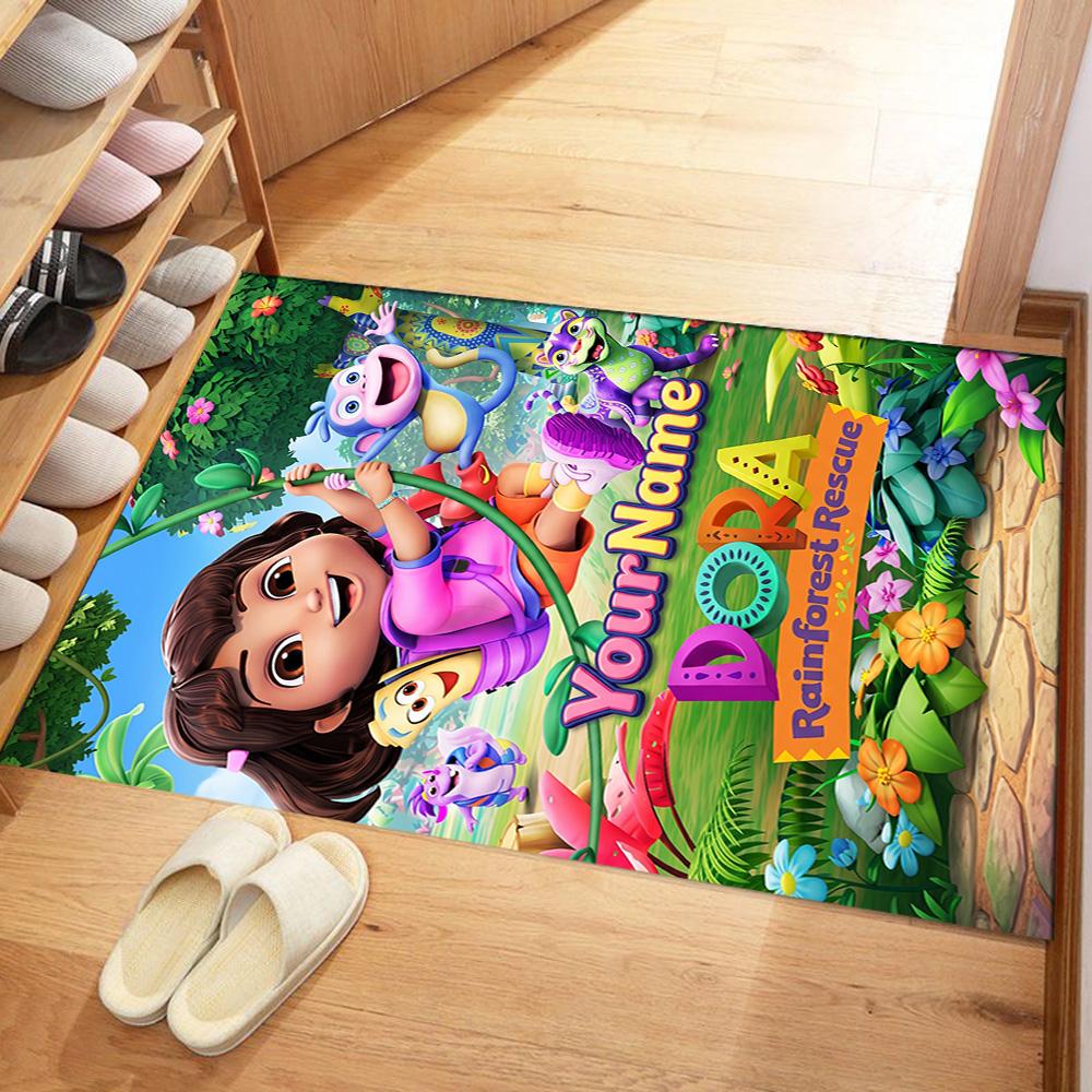 Dora Explorer Customize Your Name Floor Mat Suitable for Study room Outdoor Dining Room Playrooms Anti-slip Rug Office home decor