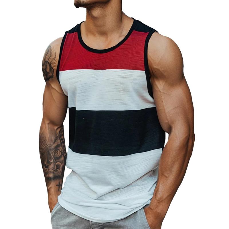 3D Print Colorful Stripes Tank Tops For Man Fitness Sports Tees Summer Casual Fashion Vest Oversized Sports Street Tank Tops