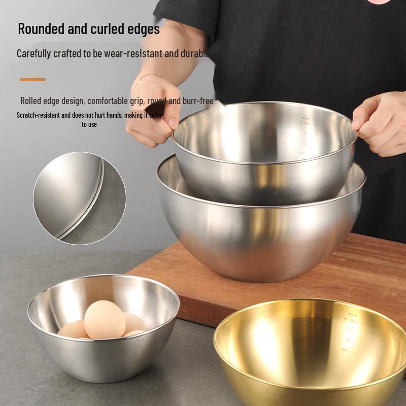 WZ Thickened 304 Stainless Steel Salad Bowl 22cm