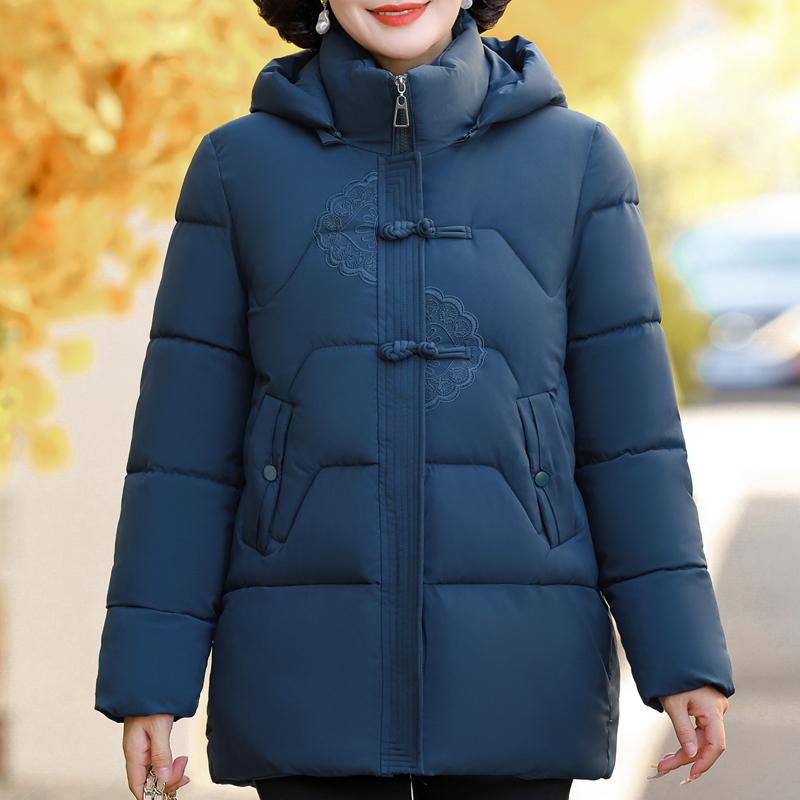 Chaquetas de invierno de talla grande XL-5XL para mujer, parkas con capucha, elegantes, holgadas, gruesas, cálidas, abrigos para mujer de mediana edad