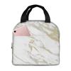 Texture Marble Print Insulated Lunch Bag for Women Men Portable Thermal Cooler Insulated Lunch Box Picnic Travel Food Tote Bags
