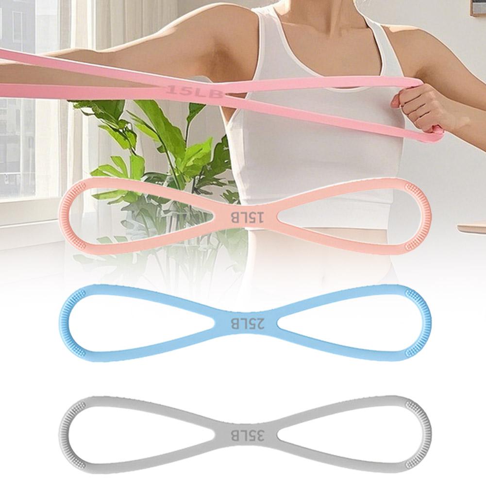 Silicone Fitness Resistance Band 8-Shape Pull Rope for Shoulder & Back High Elastic Home Workout Stretch Band Yoga Training